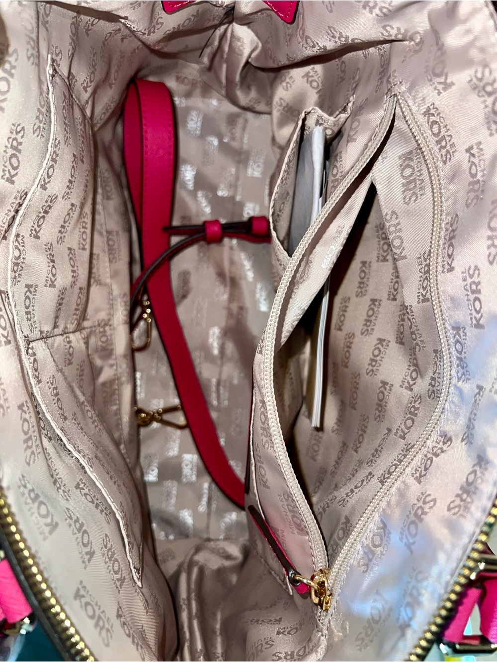 Michael Kors Pink and Brown Signature Satchel W/ Long Strap NEW WITH TAGS - Picture 8 of 15